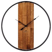 Миниатюра: Часы настенные 50см, круг, металл, плавный ход, открытая стрелка, черный+дерево, Стиль Рубин