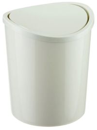 Миниатюра: Контейнер для мусора пласт. 1,6л (135*135*155мм), настольный плавающая крышка белый ротанг