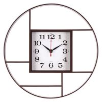 Миниатюра: Часы настенные 35см, круг, плавный ход, корпус коричневый Классика Рубин