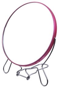 Миниатюра: Зеркало настольное 17,5см на мет. подставке, двойное, цветной корпус