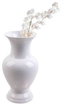 Миниатюра: Ваза 20 см со СТЕКЛЯРУСОМ белая Амфора@