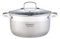Миниатюра: Кастрюля нерж. 7л (26см), ст. крышка, нерж. ручки, 5-слойное дно, индукция ZEIDAN