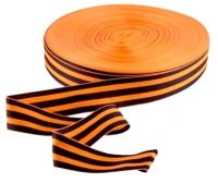 Миниатюра: Лента георгиевская 3,3см*25м, полиэстер, отклонение длины ±1м День победы