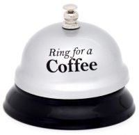 Миниатюра: Звонок настольный 7,5*7,5*6см Ring for a coffee@