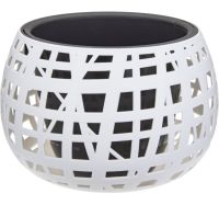 Миниатюра: Кашпо пласт. 4л (290*290*200мм), круглое со вставкой ХАОС белое@