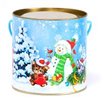 Миниатюра: Подарочная новогодняя коробка - тубус «Игра в снежки» 120*120мм