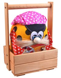 Миниатюра: Оберег Домовой Санек с гармошкой в ящике 24*21см