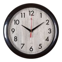 Миниатюра: Часы настенные 29см, круг, плавный ход, корпус коричневый Структура дерева Рубин