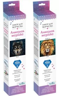 Миниатюра: Мозаика алмазная 30*30см ORIGAMI Алмазные узоры. Волк/Лев