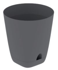 Миниатюра: Горшок для цветов пласт. 2л (145*145*150мм), поддон, система прикорнев. полива Гранд графит (40)