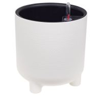 Миниатюра: Кашпо пласт. 6,5л (217*217*225мм), со вставкой и автополивом ШЭНК белый ротанг