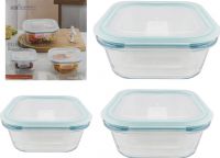 Миниатюра: Набор контейнеров 3шт.стекло 320,500,800мл с пласт.крышкой квадратный