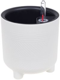 Миниатюра: Кашпо пласт. 2л (147*147*153мм), со вставкой и автополивом ШЭНК белое