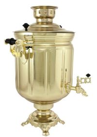 Миниатюра: Самовар эл. 10л 1000Вт, с автоотключением латунь,Банка  50*35см