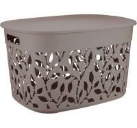 Миниатюра: Корзина для хранения пласт. 25л (450*330*265мм), пласт. крышка Флора серая
