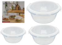 Миниатюра: Набор контейнеров 3шт стекло 325,600,900мл с пласт.крышкой круглые