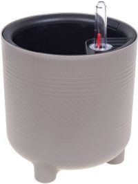 Миниатюра: Кашпо пласт. 2л (147*147*153мм), со вставкой и автополивом ШЭНК серое