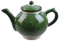 Миниатюра: Чайник заварочный керамика 1000мл Риштан зеленый карандаш