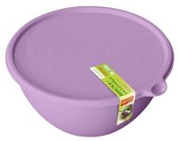Миниатюра: Набор мисок (салатников) пласт. 2шт (2л; 3,2л), пласт. крышки Риччи фиолетовые