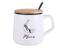 Миниатюра: Кружка 360мл с ложкой звезда 2 цвета в под.упаковка фарфор