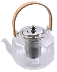 Миниатюра: Чайник заварочный стекло 800мл с деревянной ручкой