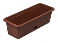 Миниатюра: Ящик для рассады и цветов пласт. 576*228*174мм, с поддоном Сиена терракот (5)