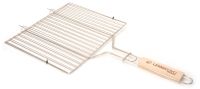 Миниатюра: Решетка-гриль (для барбекю) 34*28,6см, плоская, дер. ручка