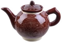 Миниатюра: Чайник заварочный керамика 1000мл Риштан коричневый карандаш