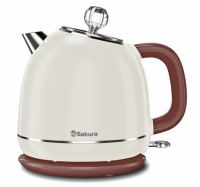 Миниатюра: Чайник эл. 1,7л 1800Вт,нерж.сталь,диск,а/о при закипании и без воды,эффект термоса,бел-корSAKURA