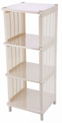 Миниатюра: Этажерка пласт. 4-х секционная (315*327*860мм), универсальная Лайт слон. кость