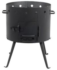 Миниатюра: Учаг (печь) для казана (котла) 10-12л (d360мм), с дверцей, съемные ножки, черный@