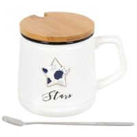 Миниатюра: Кружка 360мл с ложкой луна 2 цвета в под.упаковка фарфор