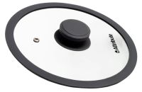 Миниатюра: Крышка стекло 20см, плоская, силиконовый обод и ручка, пароотвод Attribute NOVA (6)