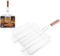 Миниатюра: Решетка-гриль (для барбекю) 31*24*5,5см, хромированная, дер. ручка ECOS