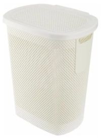 Миниатюра: Корзина для белья пласт. 58л (361*474*576мм), пласт. крышка NICKEL слоновая кость
