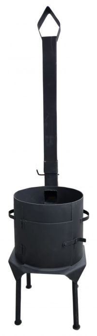 Миниатюра: Учаг (печь) для казана (котла) 10-12л (d360мм), сталь 3мм,с дверцей и трубой, съемные ножки, черный@