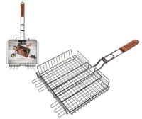 Миниатюра: Решетка-гриль (для барбекю) 31*24*5см, а/п, дер. ручка ECOS