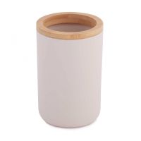 Миниатюра: Стакан для зубных щеток пласт. 73*73*113мм Бабмук бежевый