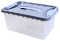 Миниатюра: Контейнер пласт. 8л, пласт. ручка, с защелками Клик темно-серый (11)