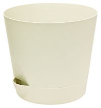 Миниатюра: Горшок для цветов пласт. 5,6л (236*236*214мм), с поддоном, цвет кремовый (20)