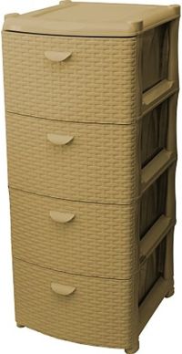 Миниатюра: Комод пласт. 4-х секционный (405*505*960мм) Ротанг бежевый