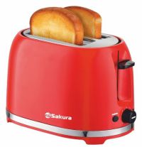 Миниатюра: Тостер 850Вт,7режимов,выдвиж.лоток д/крошек,защита от замятия,красный