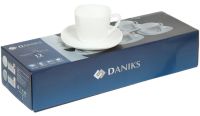 Миниатюра: Набор чайный 12пр 150мл фарфор Daniks, Белый Квадро, FKFB-210