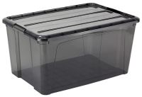 Миниатюра: Контейнер для хранения пласт. 45л (580*385*185мм), пласт. крышка на защелках КИП черн.прозрачный
