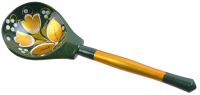 Миниатюра: Ложка столовая деревянная Хохлома Зеленая, традиционная@