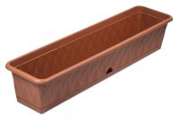 Миниатюра: Ящик для рассады и цветов пласт. 925*228*175мм, с поддоном Сиена терракот (5)