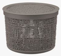 Миниатюра: Корзина для хранения пласт. 2л (170*170*125мм), круглая, пласт. крышка Бязь серая