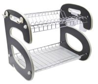 Миниатюра: Сушилка для посуды нерж. 34*47*29см, 2 уровня, пласт. поддон, держатели для стаканов