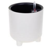 Миниатюра: Кашпо пласт. 3,6л (177*177*185мм), со вставкой и автополивом ШЭНК белый ротанг