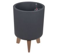 Миниатюра: Кашпо пласт. 11л (250*250*395мм), со вставкой, автополив, на ножках Флориан графитовый